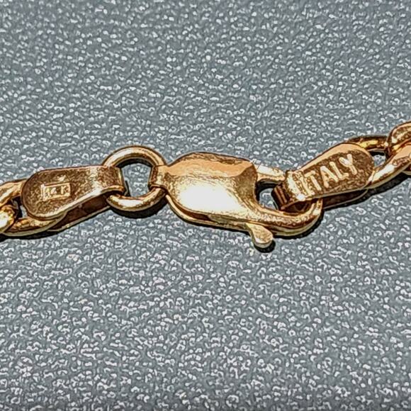 Vintage Italian 14k Fine Yellow Gold Solid Figaro Chain Necklace - Picture 3 of 7